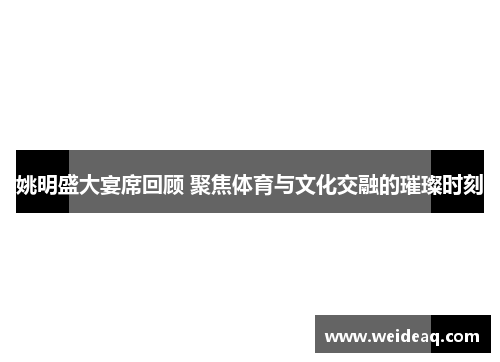 姚明盛大宴席回顾 聚焦体育与文化交融的璀璨时刻